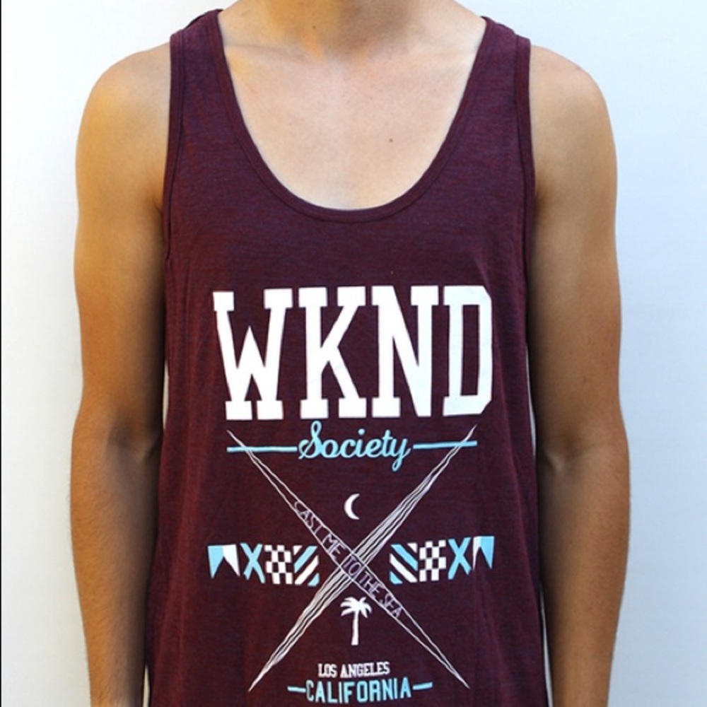 Weekend Society Cast Away Tank Maroon NWT